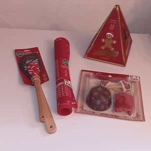 Baking Mat, Spatula, Cookie Cutters, and Cupcake Kit  Bundle